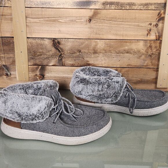 BOBS by Skechers Womens Gray Faux Fur Lined Slippers Shoes Size US 9.5 EU 39.5 - Picture 3 of 12
